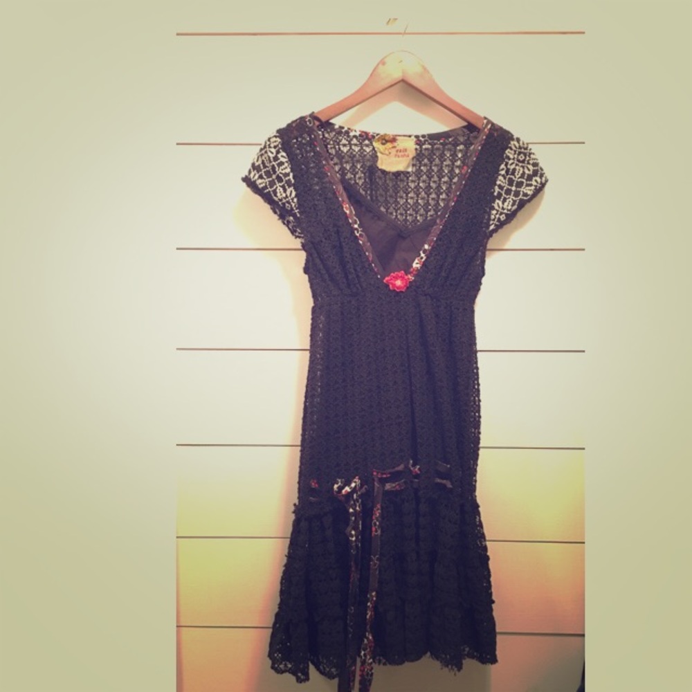 RARE vintage Free People Black Lace Dress